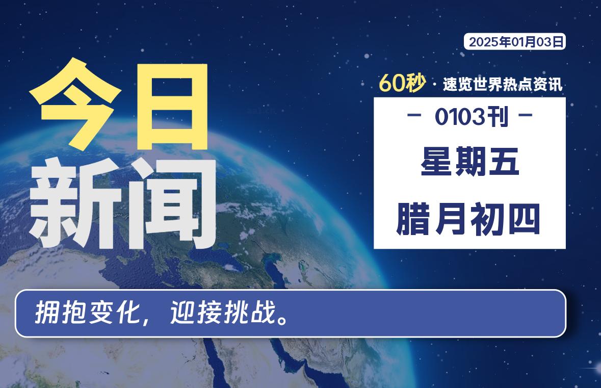 01月03日，星期五, 每天60秒读懂全世界！-青涩博客